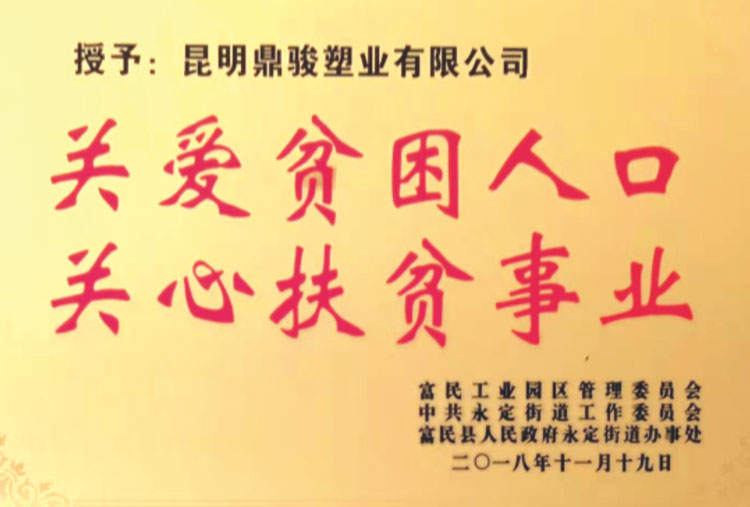 鼎骏关爱扶贫事业荣誉